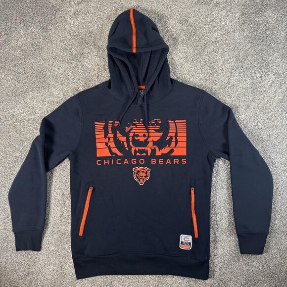 Chicago Bears Hoodie Mens Small Blue NFL Football Pullover Fleece Zip Pockets - Picture 1 of 12